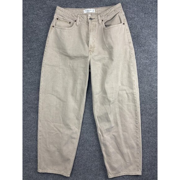 Abercrombie & Fitch Taper Jeans Womens 30 10S Beige High Rise Curve Love - Picture 1 of 8